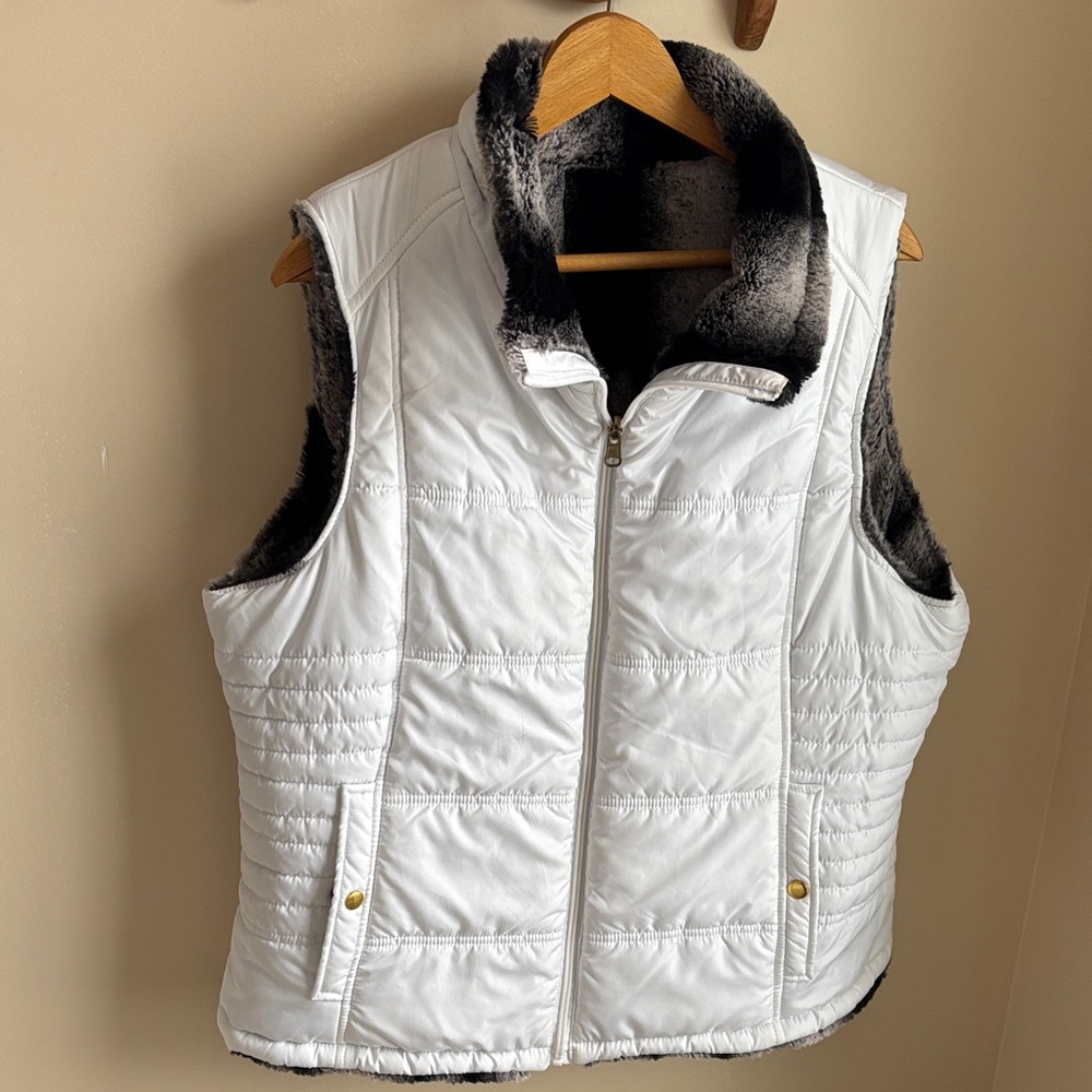 White Quilted Reversible Vest